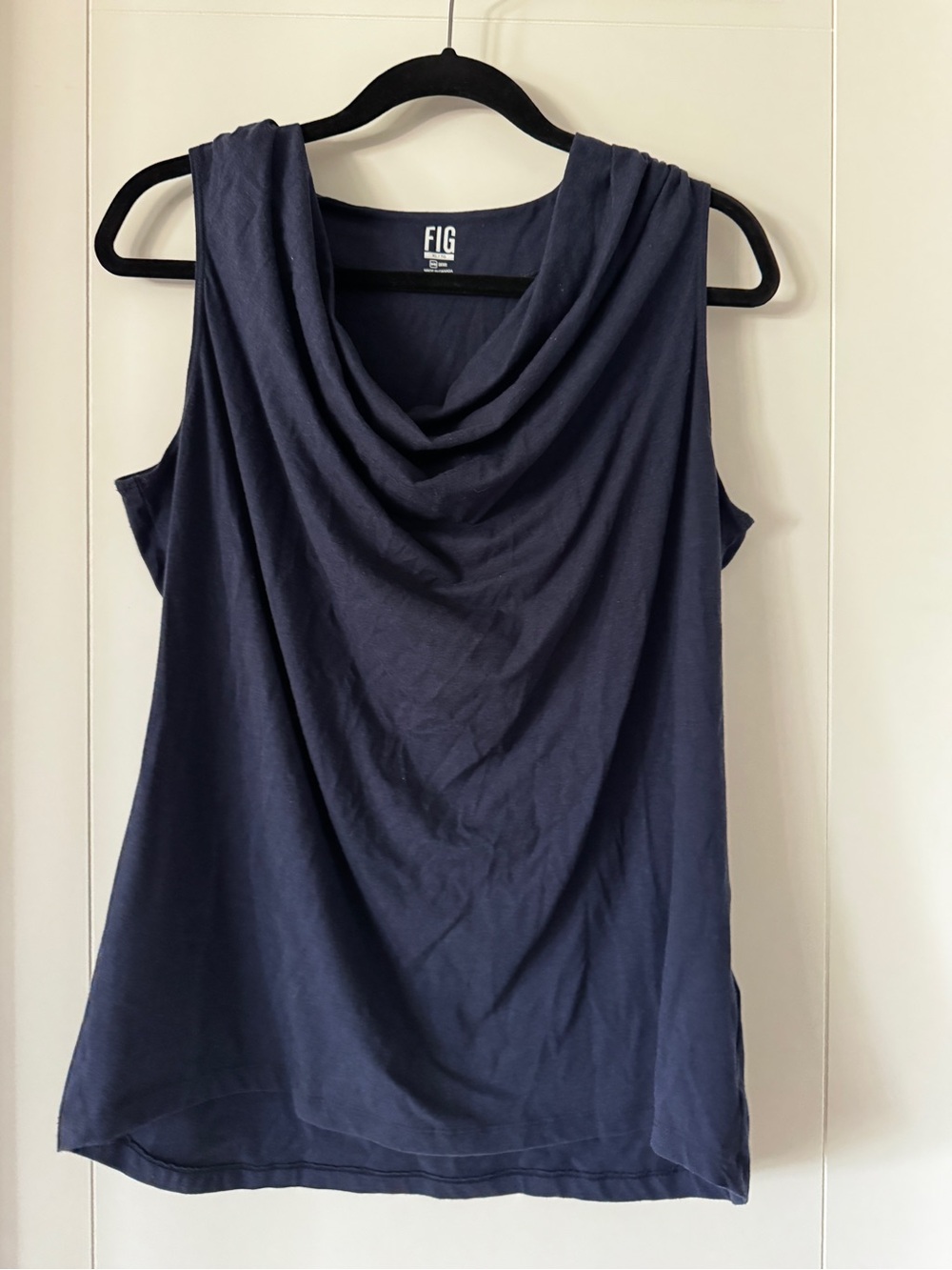 Figs Navy Sleeveless Cowl Neck Tank
